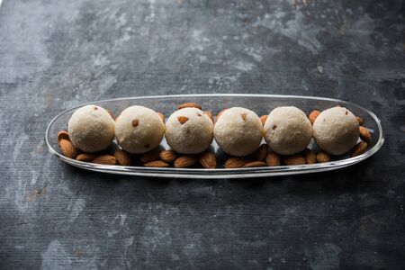 Rava Laddu or Semolina Laddoo Or Rawa Ladu, a popular sweet dish from Maharashtra, Indiaの写真素材