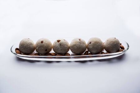 Rava Laddu or Semolina Laddoo Or Rawa Ladu, a popular sweet dish from Maharashtra, Indiaの写真素材