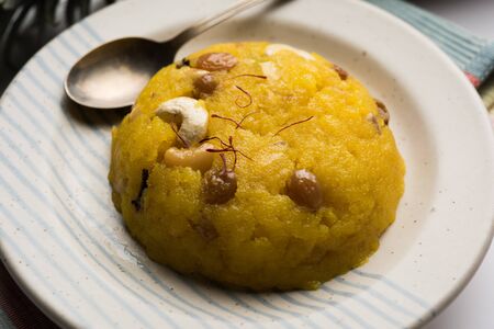 Pineapple sheera or Halwa also known as Ananas keshri shira. Popular South Indian Dessert recipe. selective focusの写真素材