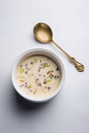 Basundi / Rabri or Rabdi - is a dessert made of condensed milk and dry fruitsの写真素材