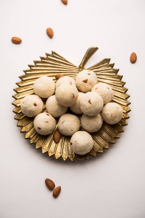 Rava Laddu or Semolina Laddoo Or Rawa Ladu, a popular sweet dish from Maharashtra, Indiaの写真素材