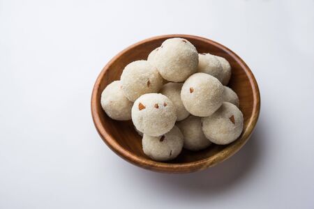 Rava Laddu or Semolina Laddoo Or Rawa Ladu, a popular sweet dish from Maharashtra, Indiaの写真素材