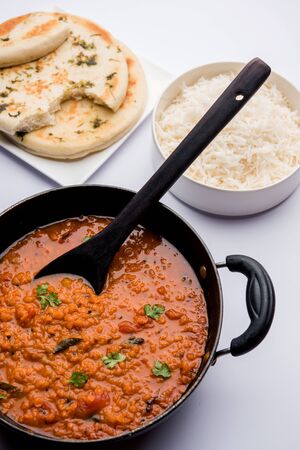 Red Lentil Cooked Dal or Dhal or Masoor daal tadka served in a bowl, selective focusの写真素材