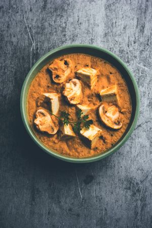 Mushroom Paneer curry or sabzi, served in a bowl. selective focusの写真素材