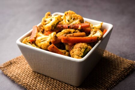 Carrots cauliflowers achar made using PhoolGobi and Gajar. It's a sweet and sore seasonal pickle from Indiaの写真素材