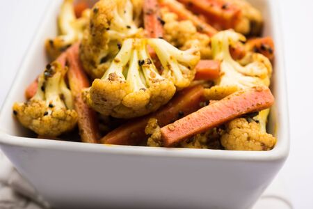 Carrots cauliflowers achar made using PhoolGobi and Gajar. It's a sweet and sore seasonal pickle from Indiaの写真素材
