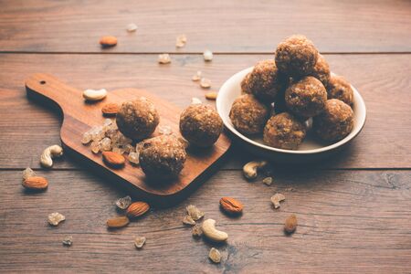 Sweet dink laddu also known as Dinkache ladoo or gond ke laddoo made using edible gum with dry fruitsの写真素材