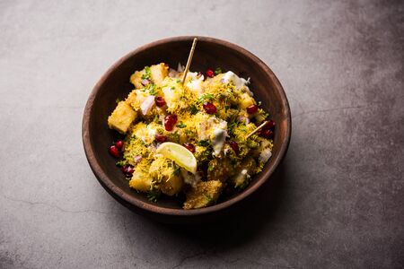 Aloo chaat or Alu chat is a popular street food originating from the Indian subcontinent, especially north India. it's an easy food recipe.の写真素材