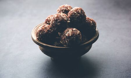 Aliv Laddu, Halim Ladoo or Garden cress Seed sweet Balls a very nutritious food in winters or for New Moms. Popular food from India.の写真素材