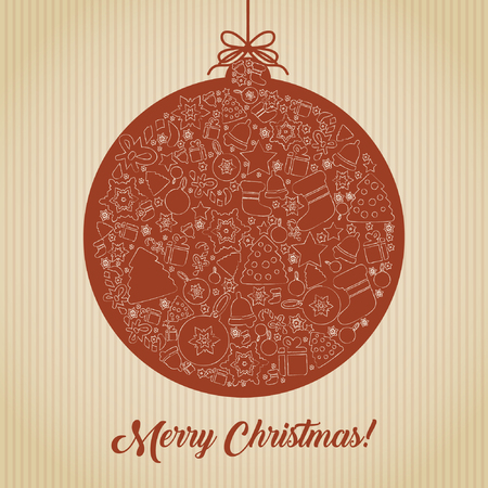 Christmas ball card in retro styleのイラスト素材