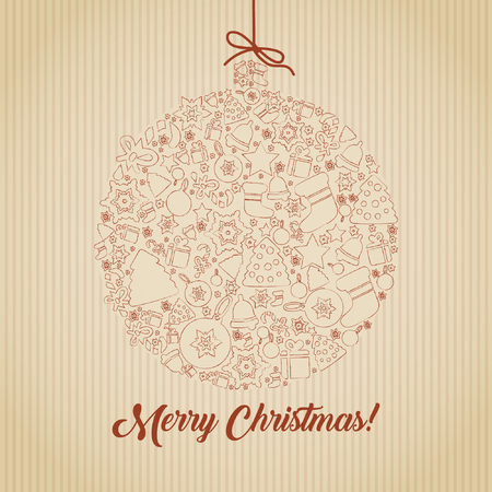 Christmas ball retro cardのイラスト素材