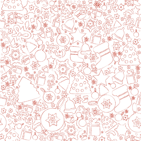 Pattern with Christmas outline elementsのイラスト素材