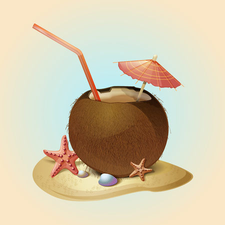 summer coconut cocktailのイラスト素材