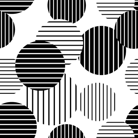 Abstract dots pattern. Decorative background with stripes and dots. Black and white design for textile, web, decor.のイラスト素材