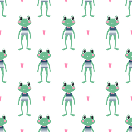 Cute frog pattern.のイラスト素材