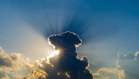 cloud and sun raysの写真素材