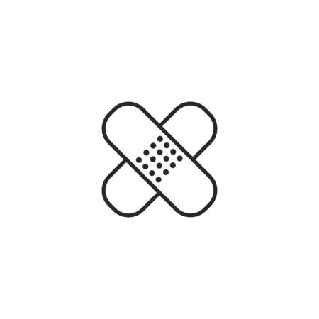 Treatment aids medical plaster line icon with editable stroke. Simple outline design - health care, medical symbol. Isolated on white background. Vector illustration.のイラスト素材