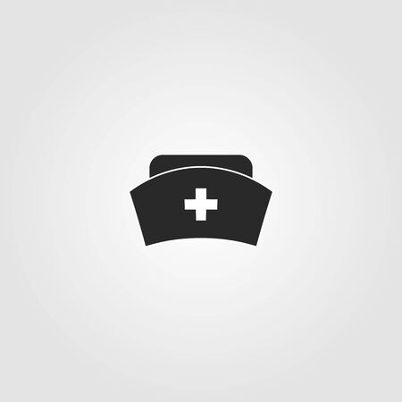Nurse cap - black icon. Simple flat style design. Nurse hat icon for logo, app, ui... Vector illustration.のイラスト素材