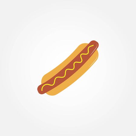 flat hot dog icon - on white background - vector illustrationのイラスト素材