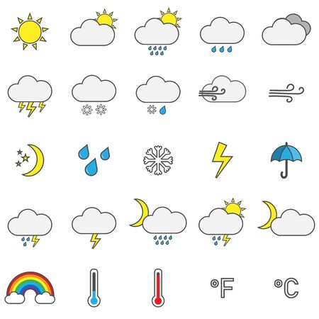 Weather forecast icon set. Vector illustration.のイラスト素材
