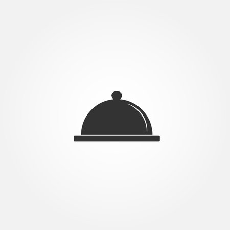 Food cover cloche icon.House specialty. Black and white - vector illustrationのイラスト素材