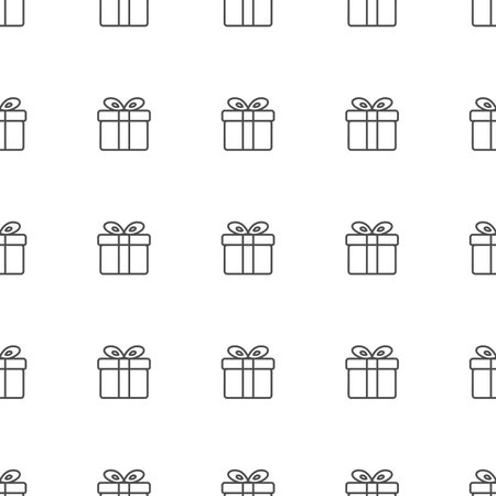 Gift box seamless pattern. Line art.  Christmas, New Year, holidays, birthday background. Vector illustration.のイラスト素材
