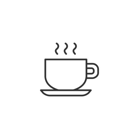 Coffee / tea cup - line icon with editable stroke. Hot drink - simple outline symbol. Vector illustration.のイラスト素材