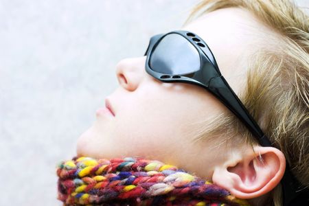 Teenager in sunglasses. Portrait close up の写真素材