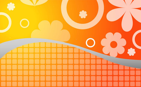 Transparent flowers on an orange backgroundのイラスト素材