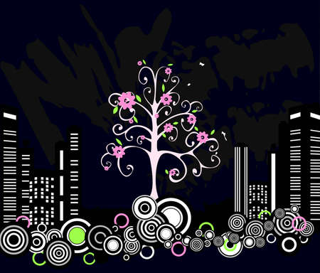 Tree in a dirty cityのイラスト素材