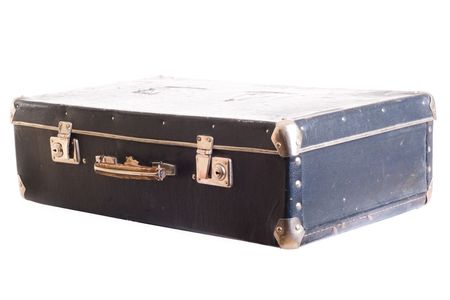 Vintage suitcase. White bacgroundの写真素材