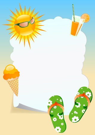 Summer theme vertical blank boardのイラスト素材