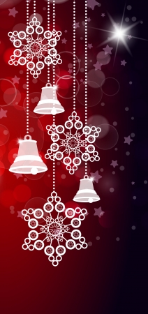 Red christmas background with bells and stars  Vectorのイラスト素材