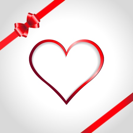 Heart and red ribbon bow on a background  Vector illustrationのイラスト素材