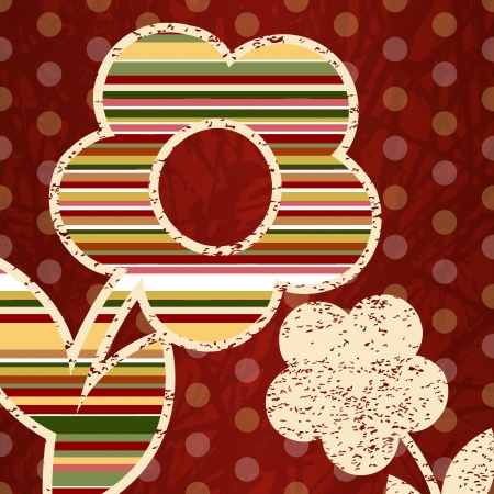 Red background with decorative flowers  Vector illustrationのイラスト素材