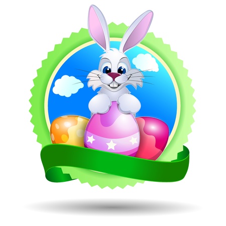 Easter card with rabbit and eggs illustrationのイラスト素材