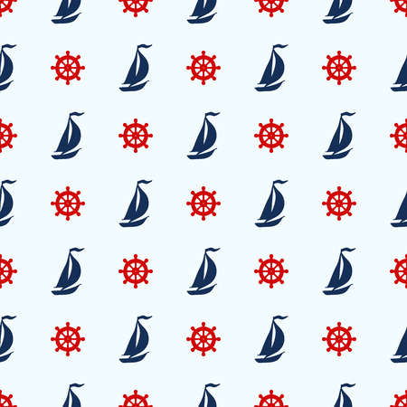 Seamless pattern with nautical elements. Vector illustrationのイラスト素材