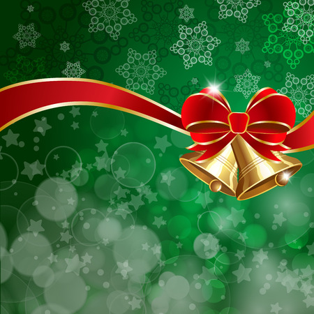 Jingle bells with red bow on a shines background. のイラスト素材
