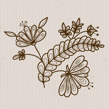 Flower elements on a striped background. Vector illustrationのイラスト素材