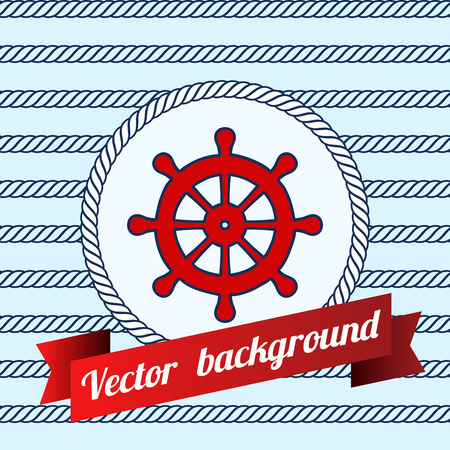 Label with maritime symbol on blue color background made of ropes. Can be used for banner, invitation, wedding card, scrapbooking and others.のイラスト素材