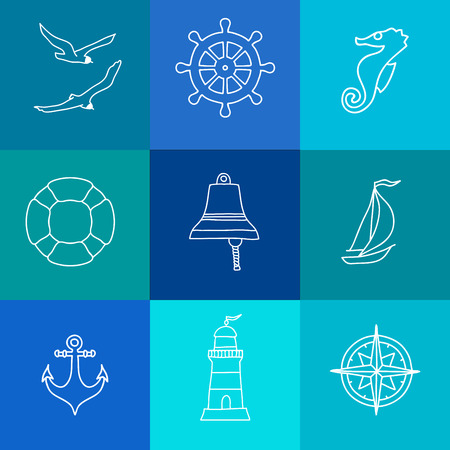Pattern with nautical elements. Vector elements for your design.のイラスト素材