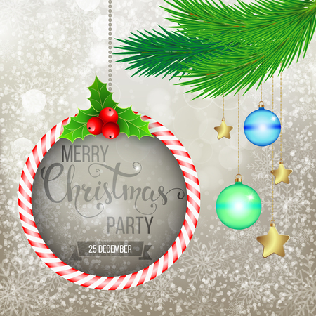 Christmas background with  text "Christmas party". Vector illustration for Christmas posters, icons, Christmas greeting cards, Christmas print and web projects.のイラスト素材