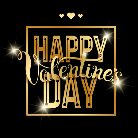 Original hand lettering "Happy Valentine's day". Vector illustration for Valentine's day posters, icons, Valentine's day greeting cards, Valentine's day print and web projects.のイラスト素材