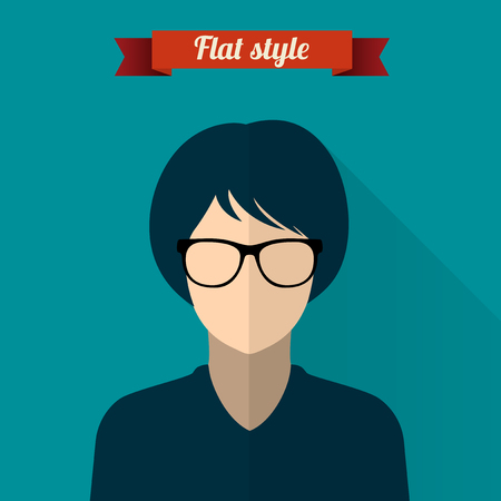 Female avatar or pictogram for social networks. Modern flat colorful styleのイラスト素材