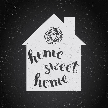 Original handwritten phrase "home sweet home".  Template of  poster, icon, greeting card, print and web projects.のイラスト素材