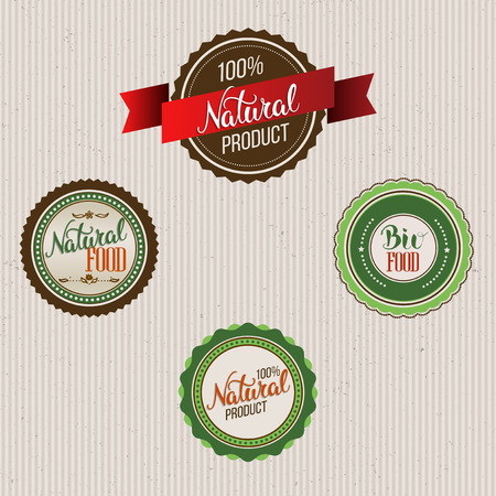 Original hand lettering Natural and eco design elements. Handmade calligraphy. Organic, bio, natural design template. Colorful patterns for advertising. Can be use for poster, icon, print and web projects.のイラスト素材