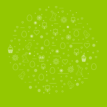 Easter symbols. Monoline style. Template of Easter icon, Easter greeting card, Easter prints and web projects.のイラスト素材