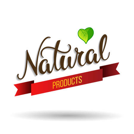 Original hand lettering Natural and eco design elements. Handmade calligraphy. Organic, bio, natural design template. Colorful patterns for advertising. Can be use for logo, poster, icon, print and web projects.のイラスト素材