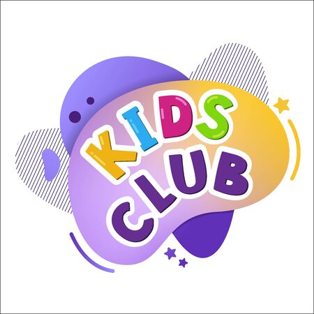 Kids club vector cartoon banner. Colorful handwritten letters isolated on a white background. Vector illustration for logo, poster, label, card, banner, print and web project.のイラスト素材