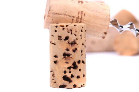 Bunch of wine corks and corkscrewの写真素材